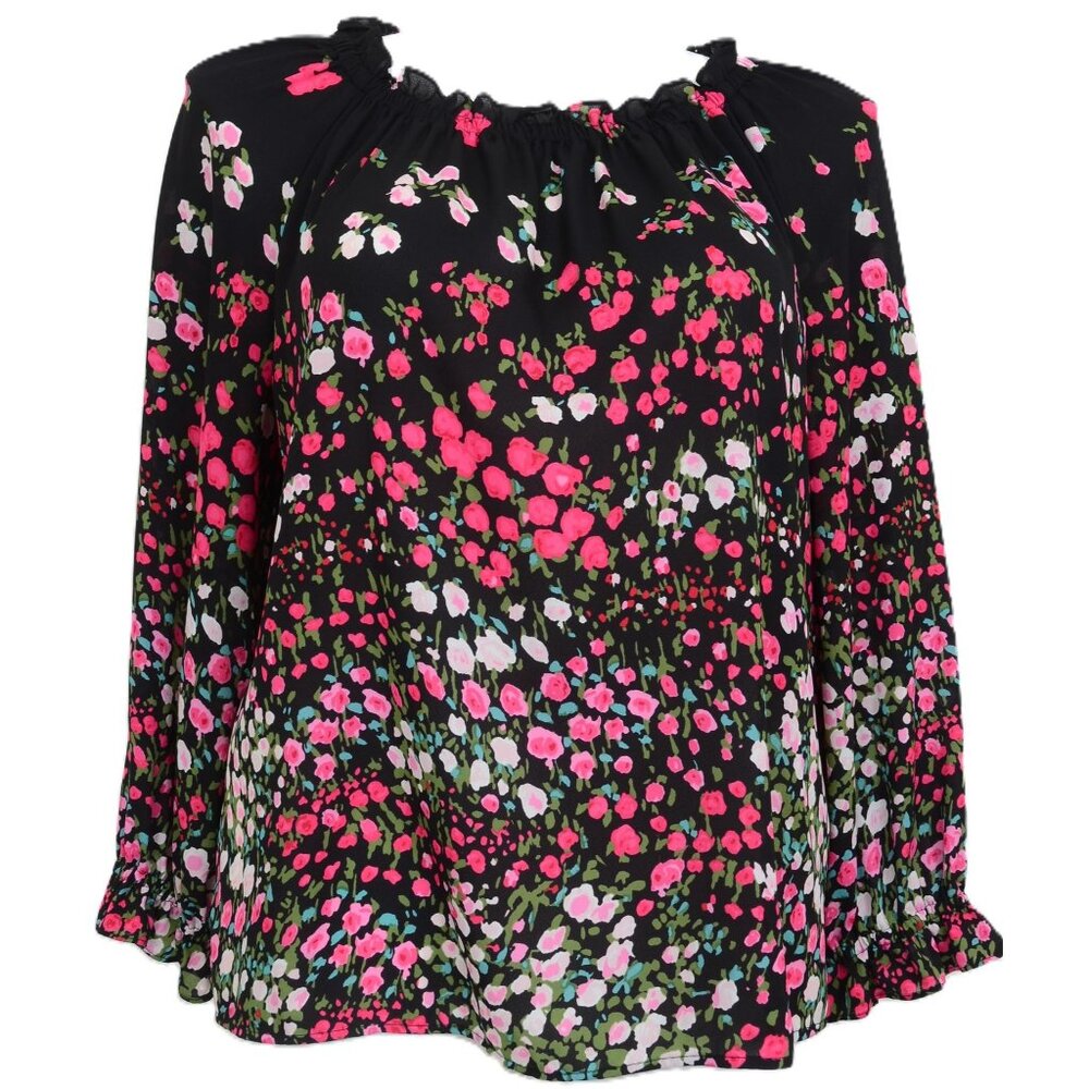 RSVP Talbots Smocked Top Colorful Floral Blouse Elasticized Neckline Women's XLp